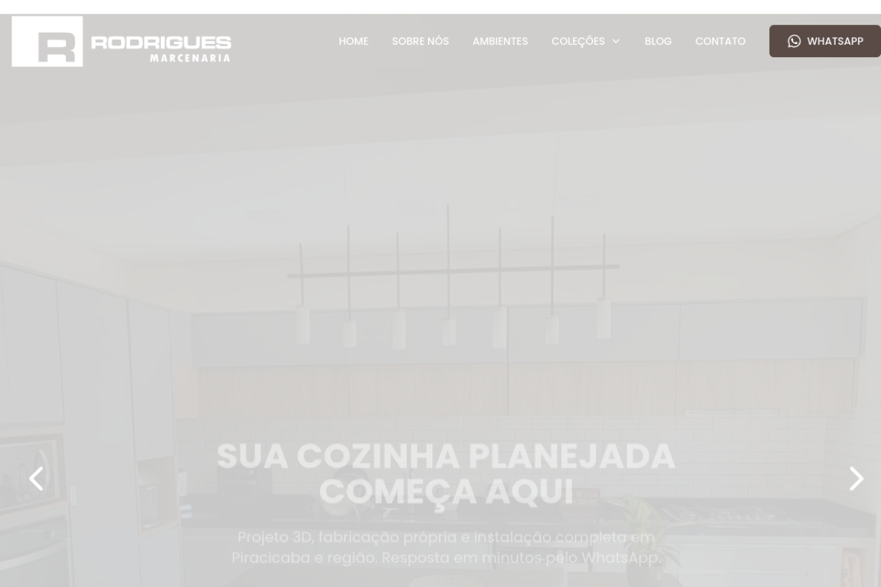 Site da Rodrigues Marcenaria criado pela PiraWebSites